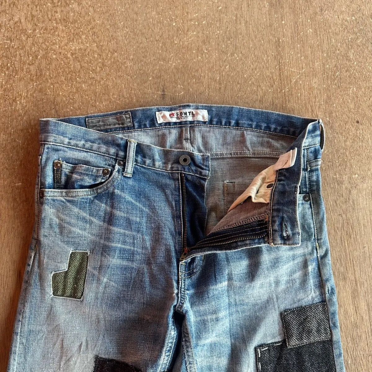 FDMTL RARE💥FDMTL BORO SASHIKO PATCHWORK DENIM PANTS/JEANS W32 L31 Size US 32 / EU 48 - 10 Thumbnail