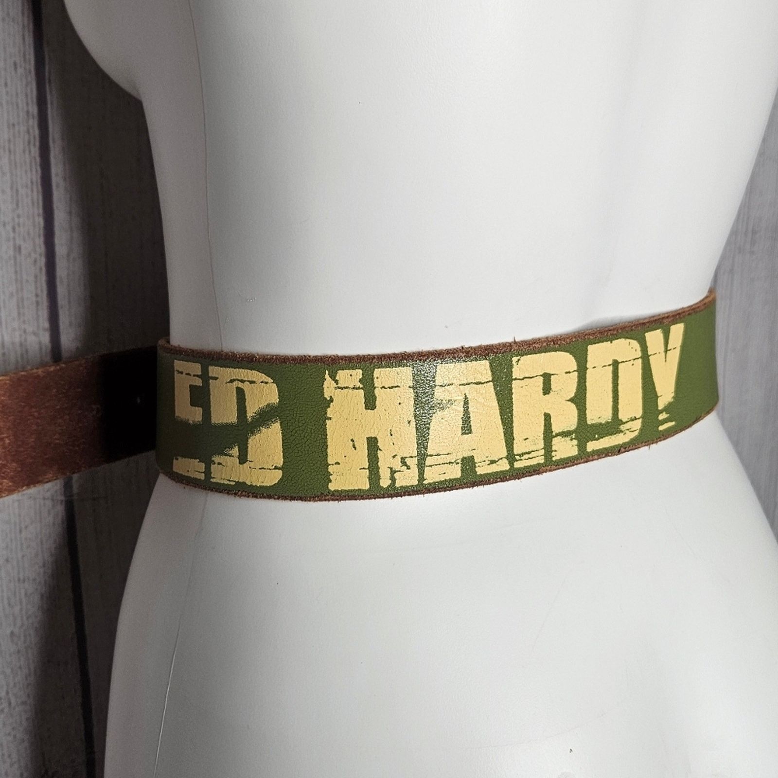 Ed Hardy Vintage Y2K Leather Ed Hardy Belt, size Small Size 32 - 7 Thumbnail