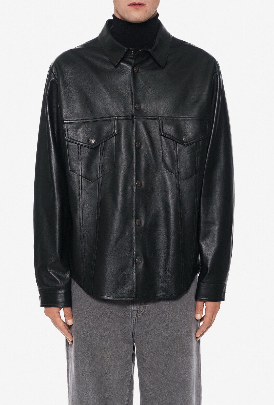 Acne Studios Last Acne Studios Laroy Waxy Nappa Leather Overshirt Size US L / EU 52-54 / 3 - 1 Thumbnail