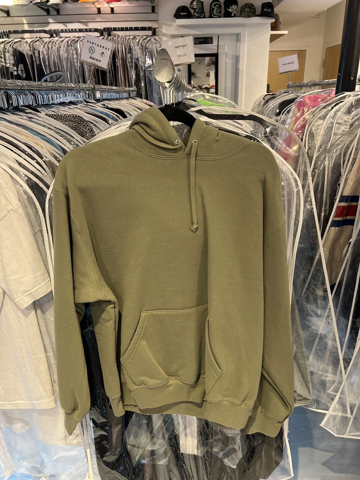 Supreme Supreme Satin Logo Olive Hoodie FW23 Size US S / EU 44-46 / 1 - 2 Thumbnail