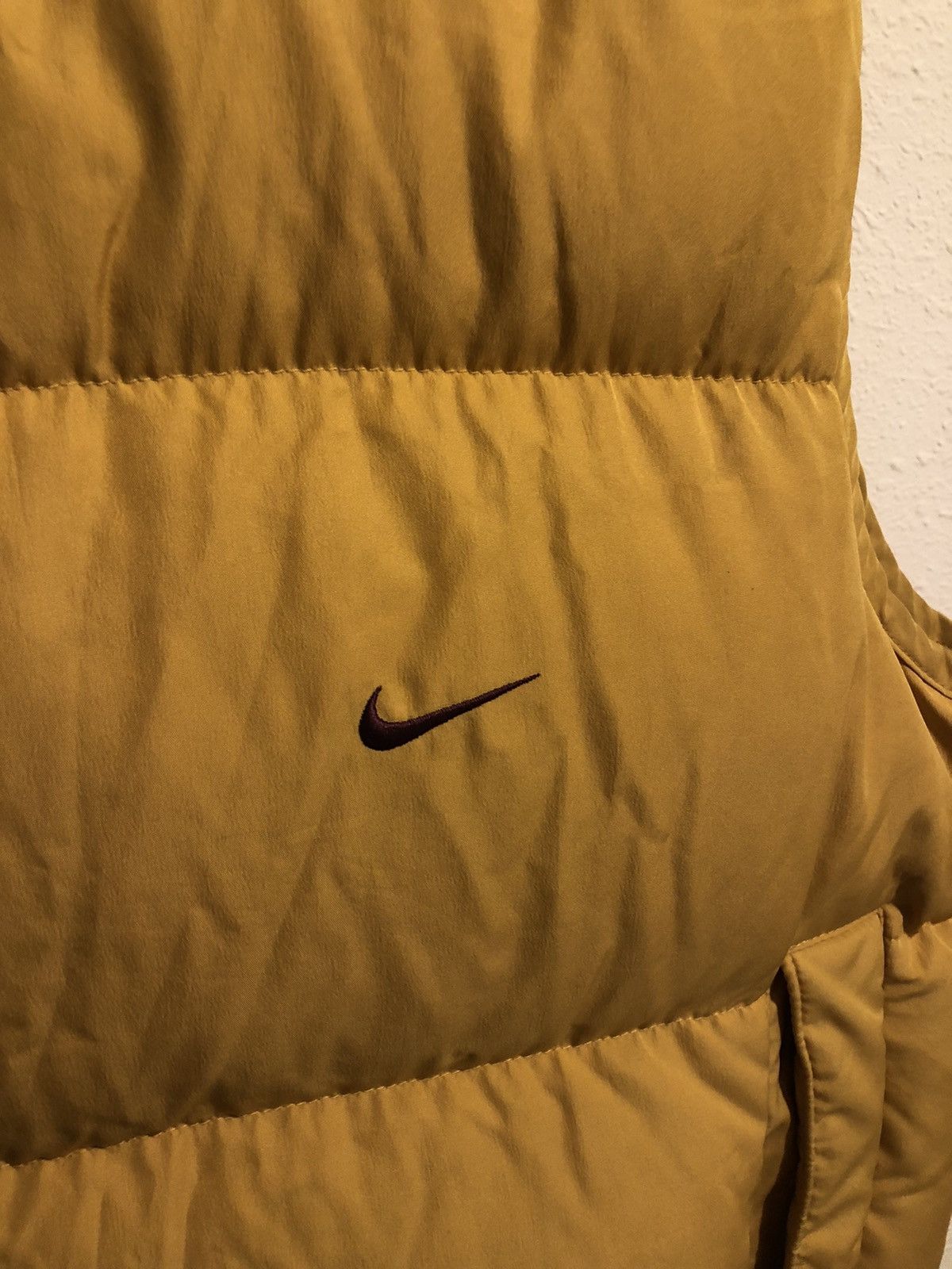 Nike × Vintage Vintage 90’s Y2K Mustard Nike Duck Down Puffer Vest Drill Size US L / EU 52-54 / 3 - 3 Thumbnail