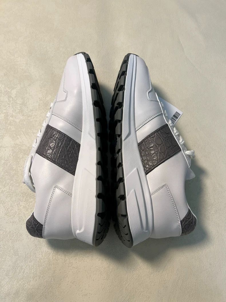 Prada White Leather and Crocodile Sneakers by Prada-2506 Size US 8 / EU 41 - 5 Thumbnail