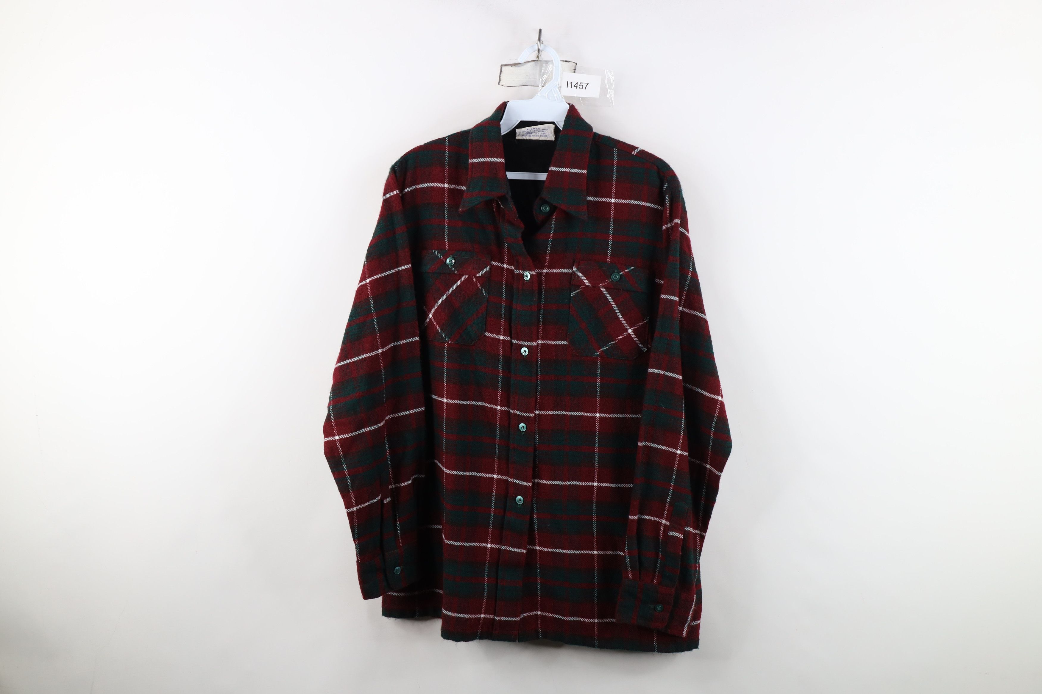 Vintage Vintage 70s Streetwear Knit Collared Button Shirt Plaid Size XS / US 0-2 / IT 36-38 - 1 Thumbnail