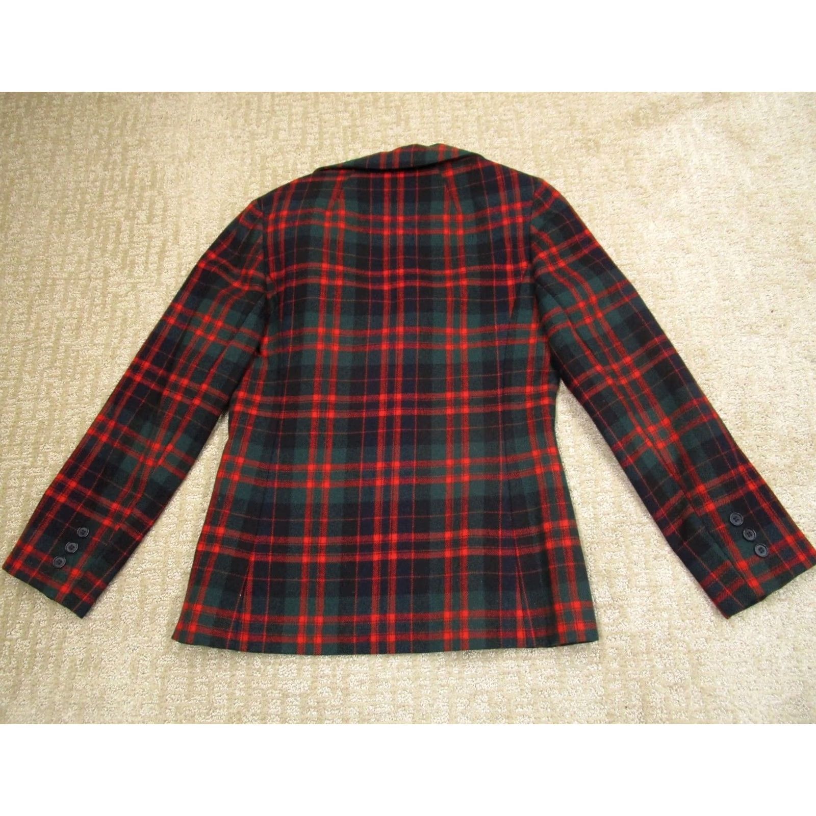 Pendleton VINTAGE Pendleton Blazer Women 10 Red Green Plaid Wool 50s 60s USA Blazer Women 10 Red Green Plaid Wool Vintage Pendleton Blazer Size L / US 10 / IT 46 - 3 Thumbnail