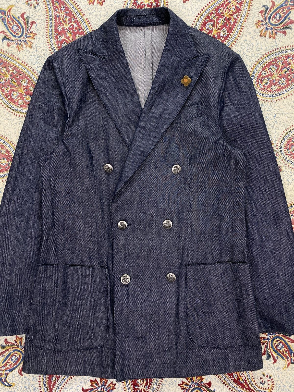 Lardini Lardini Double Breasted Denim Jacket Size US XS / EU 42 / 0 - 3 Thumbnail