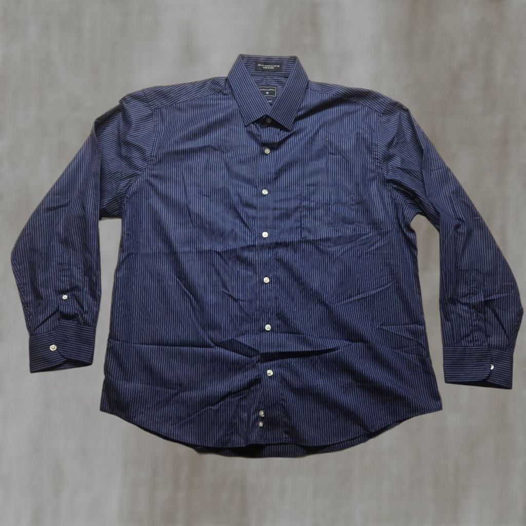 Vintage Saddlebred Shirt Button-Up Mens 16 Blue Striped Slim Fit Long Sleeve Casual Button-Down Collared 16.5 Size US L / EU 52-54 / 3 - 1 Thumbnail