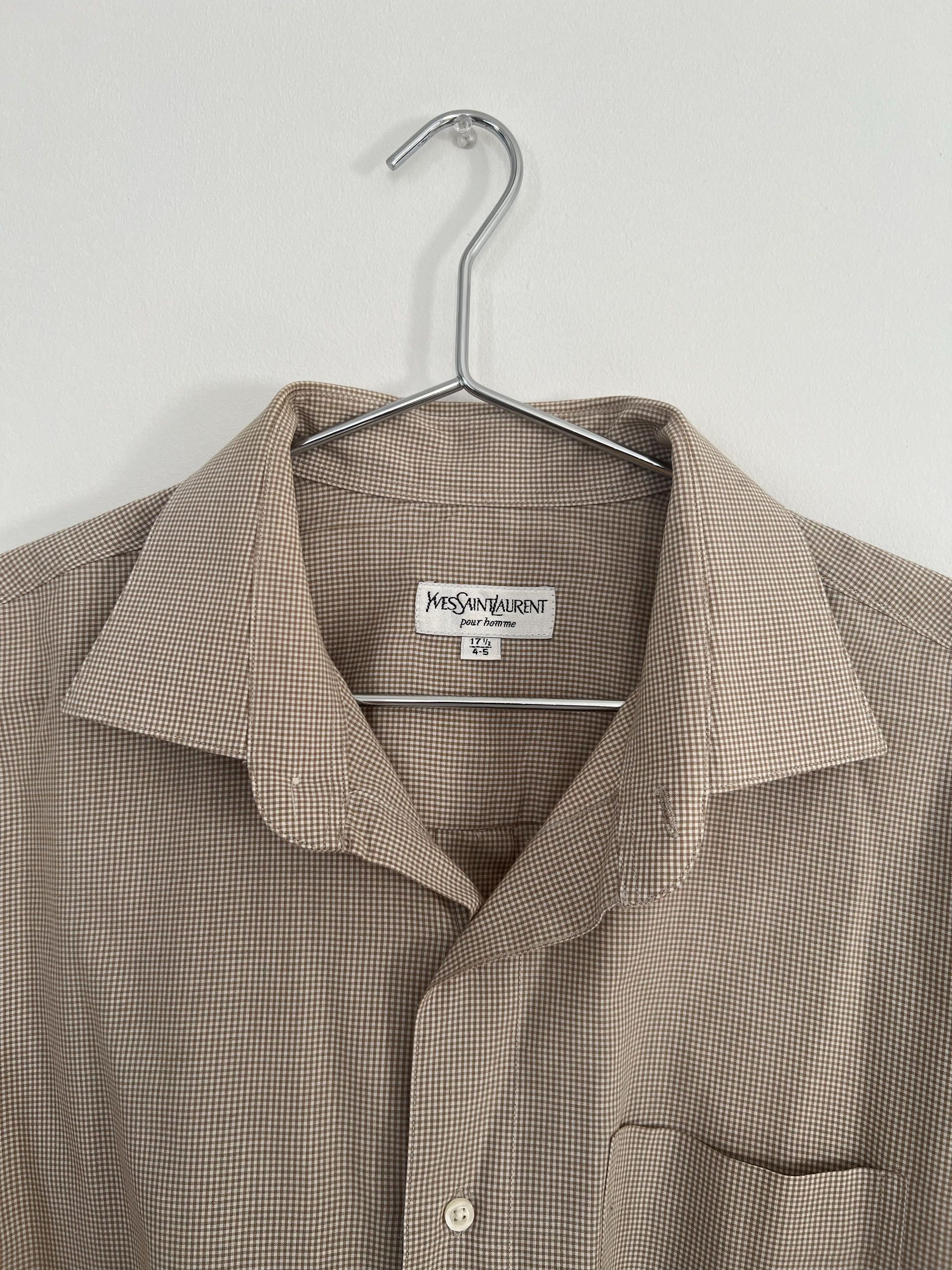 Yves Saint Laurent Vintage YSL Mini Check Dress Shirt Size US XL / EU 56 / 4 - 3 Thumbnail