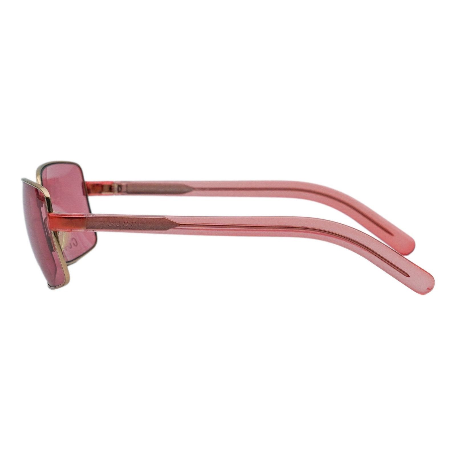 Gucci Vintage Gucci GG 1378 Gold Pink Logo Rectangular Sunglasses Size ONE SIZE - 3 Thumbnail