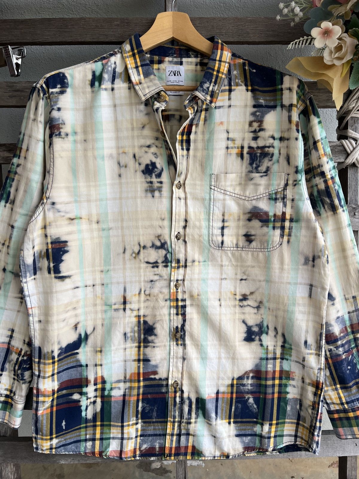 Zara Zara multicoloured checkered shirt with a bleach-dyed finish Size US L / EU 52-54 / 3 - 3 Thumbnail