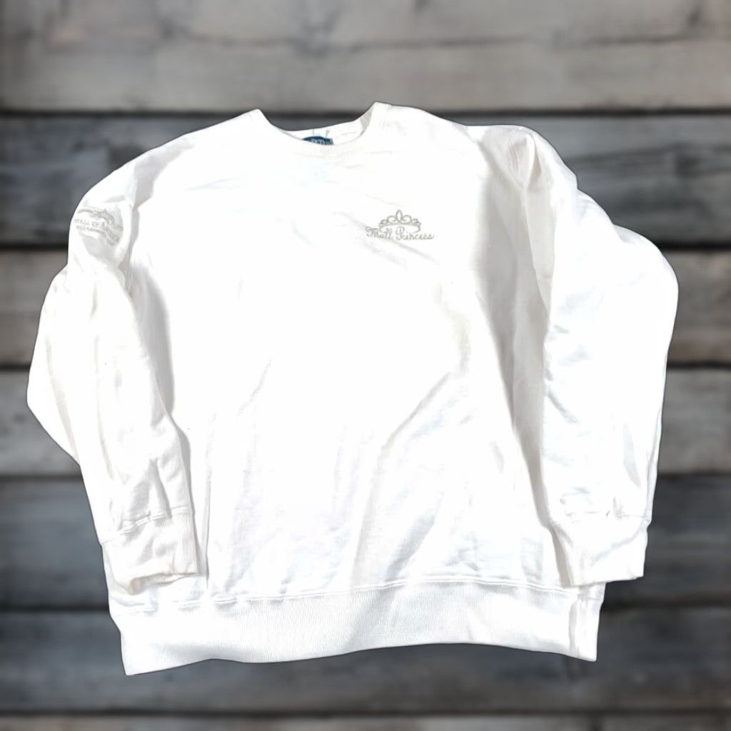 Vintage VINTAGE 90s Mall Princess Sweatshirt Women's Medium White Graphic Pullover Tiara Logo Size M / US 6-8 / IT 42-44 - 1 Thumbnail