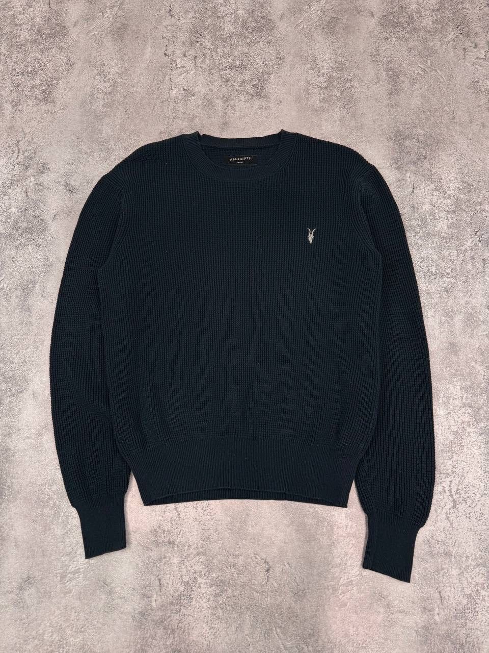 Allsaints AllSaints Men Waffle Knit Sweater Crewneck Navy Size S Size US S / EU 44-46 / 1 - 1 Thumbnail