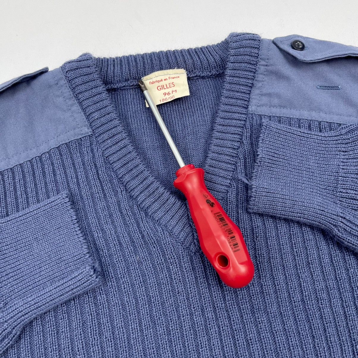 Vintage Vintage military surplus denim blue knit sweater Size US M / EU 48-50 / 2 - 2 Thumbnail