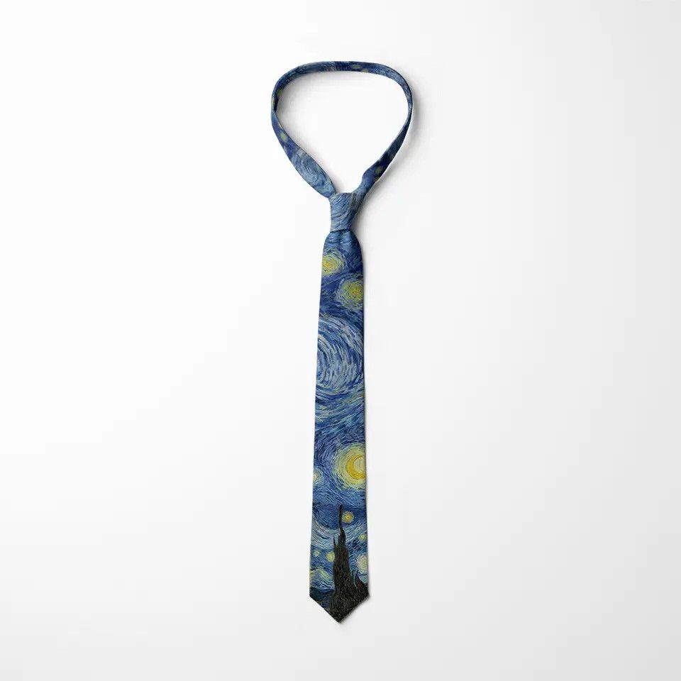 Other Star Moon Night Retro Fun 8cm Wide Slim Necktie Size ONE SIZE - 1 Thumbnail
