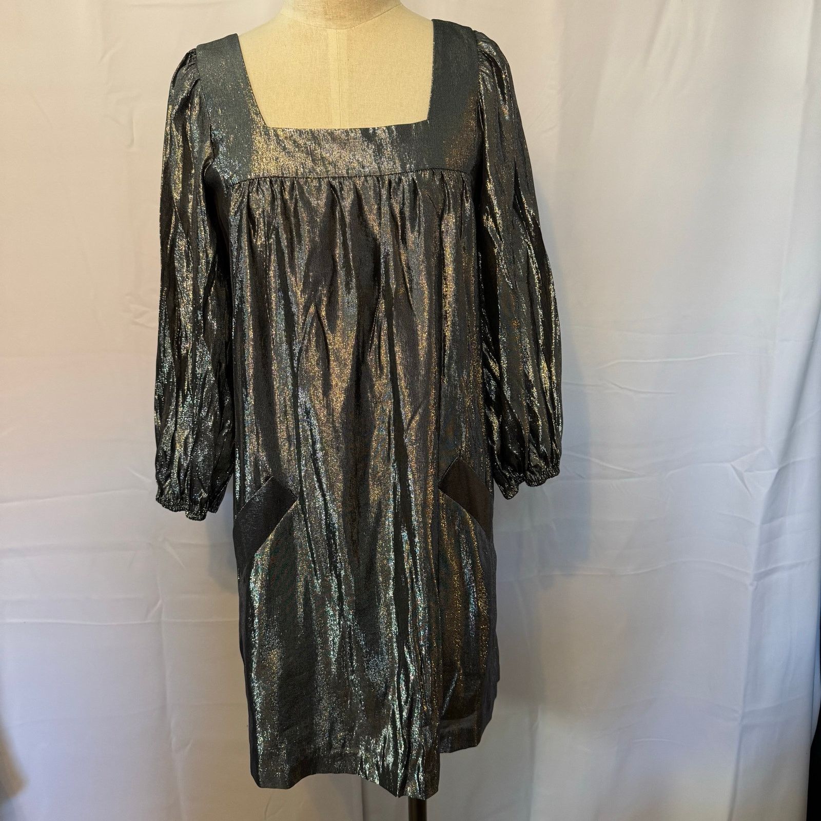 Betsey Johnson Betsey Johnson Vintage Metallic Silk Babydoll Dress Sz 8 USA Size M / US 6-8 / IT 42-44 - 2 Thumbnail