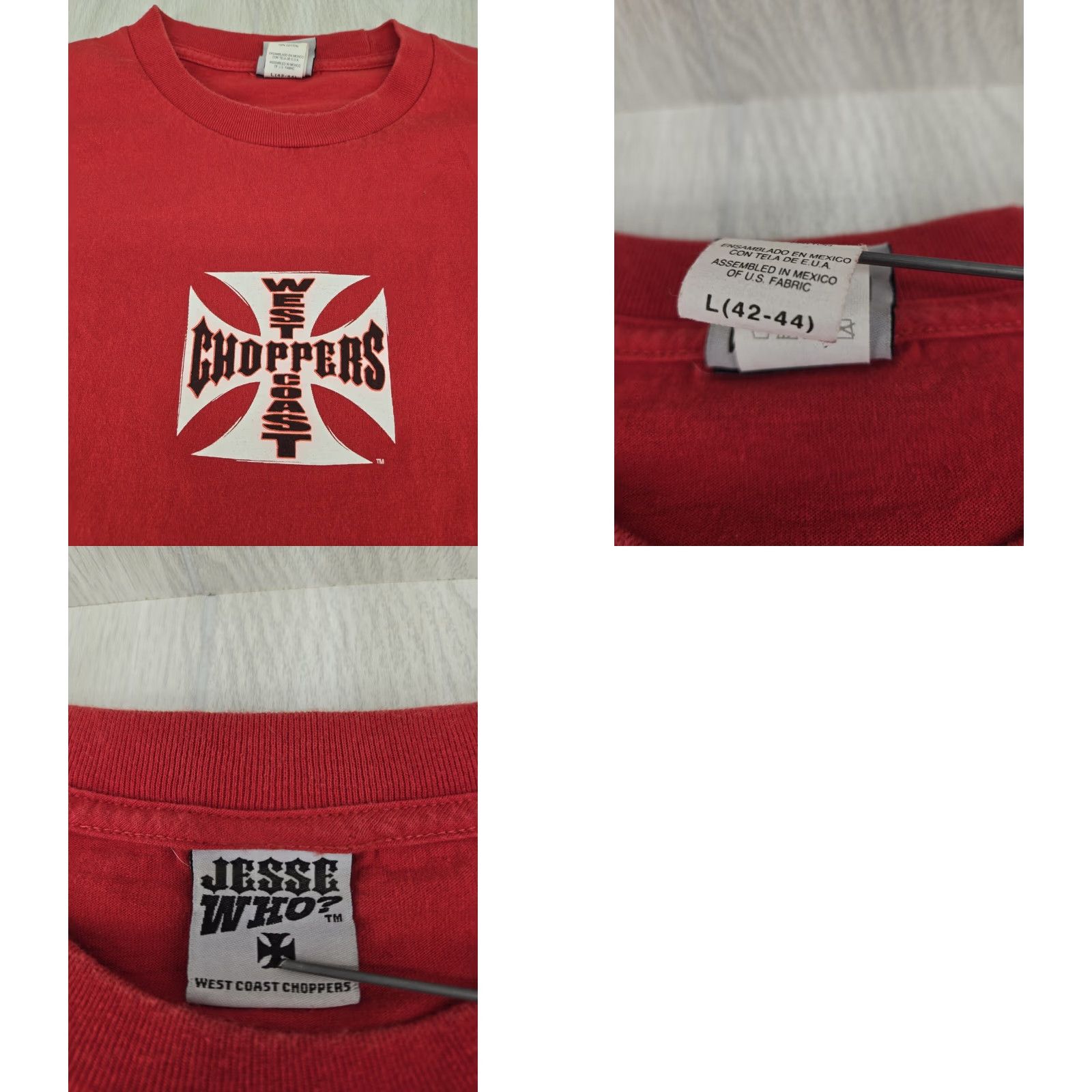 West Coast Choppers VINTAGE West Coast Choppers Shirt Mens T-Shirt 90s Red L 30" Down Back 21" Armpit to Armpit Jesse James WCC Y2K Size US L / EU 52-54 / 3 - 9 Thumbnail