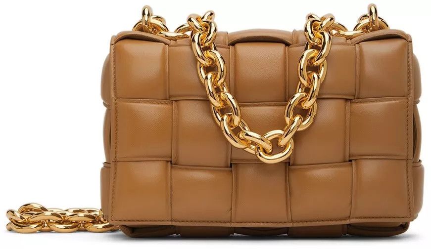 Bottega Veneta Padded Chain Cassette Caramel/Gold Lthr Bag