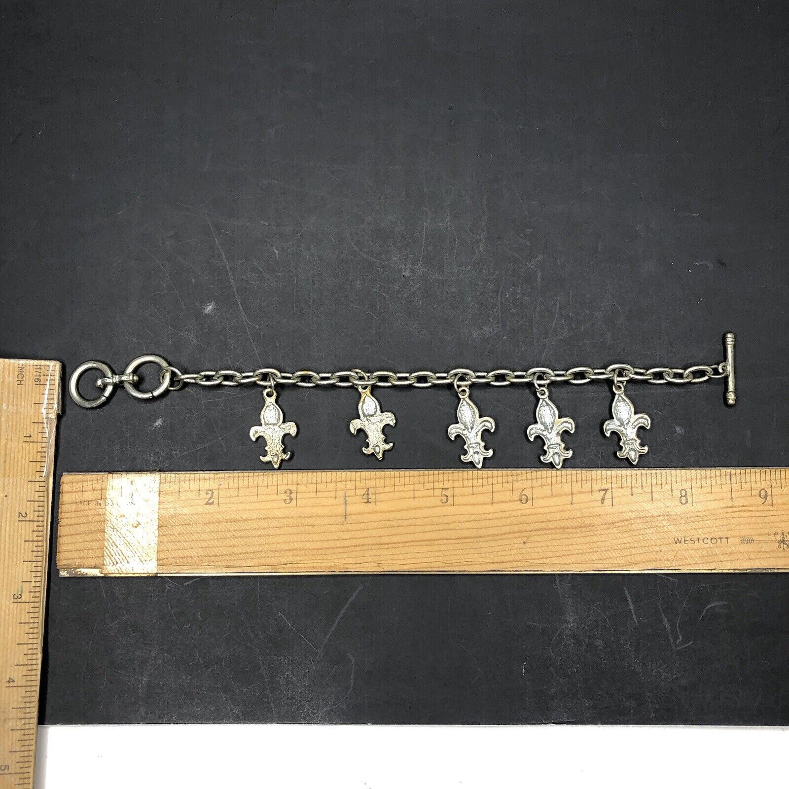 Other Fleur De Lis Charms Chain Bracelet O Ring Toggle OT Closure Size ONE SIZE - 5 Thumbnail