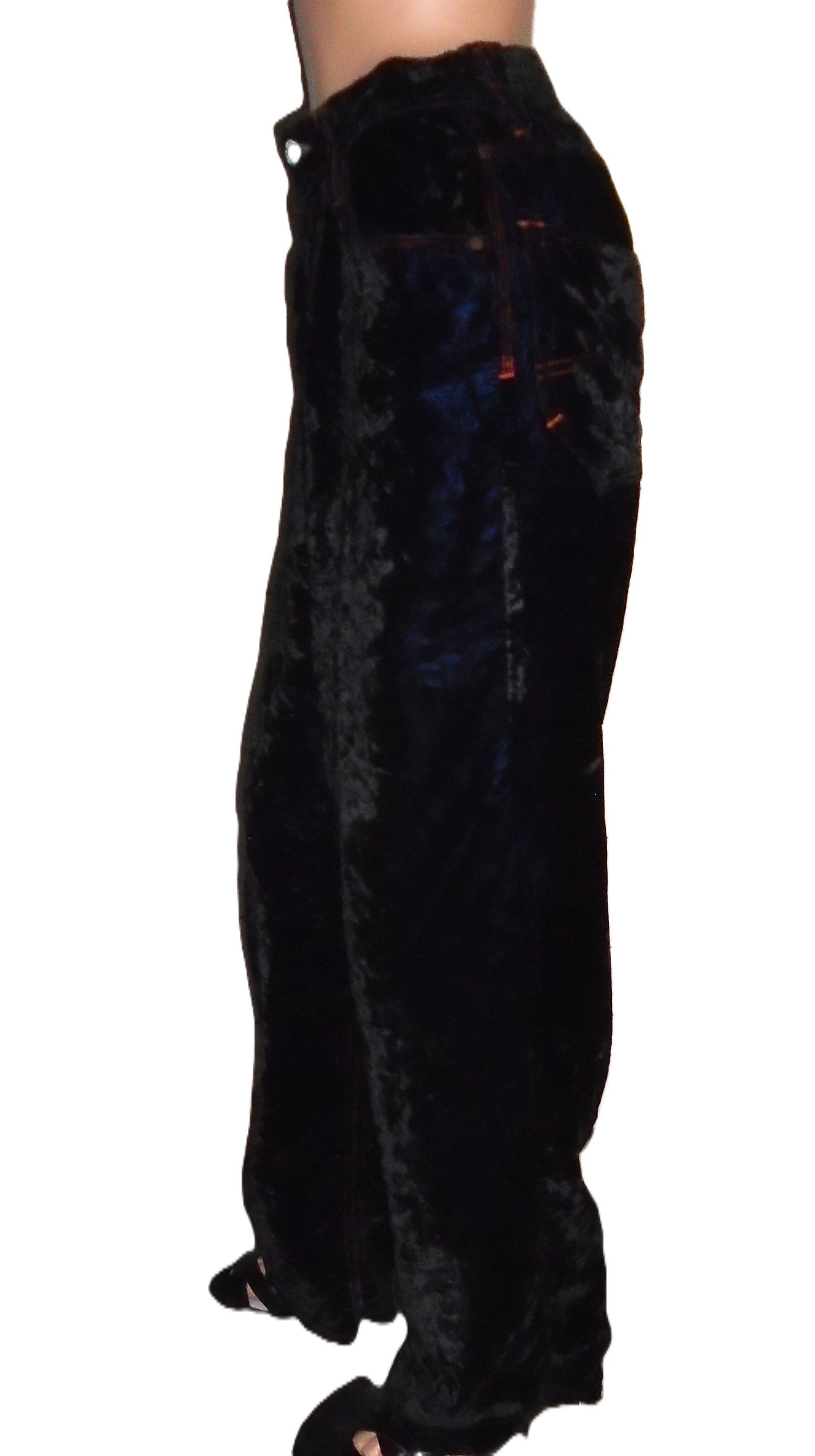 JET SET Vintage Jet Set Royal Blue Black Velvet Pants 28w Size 28" / US 6 / IT 42 - 4 Thumbnail