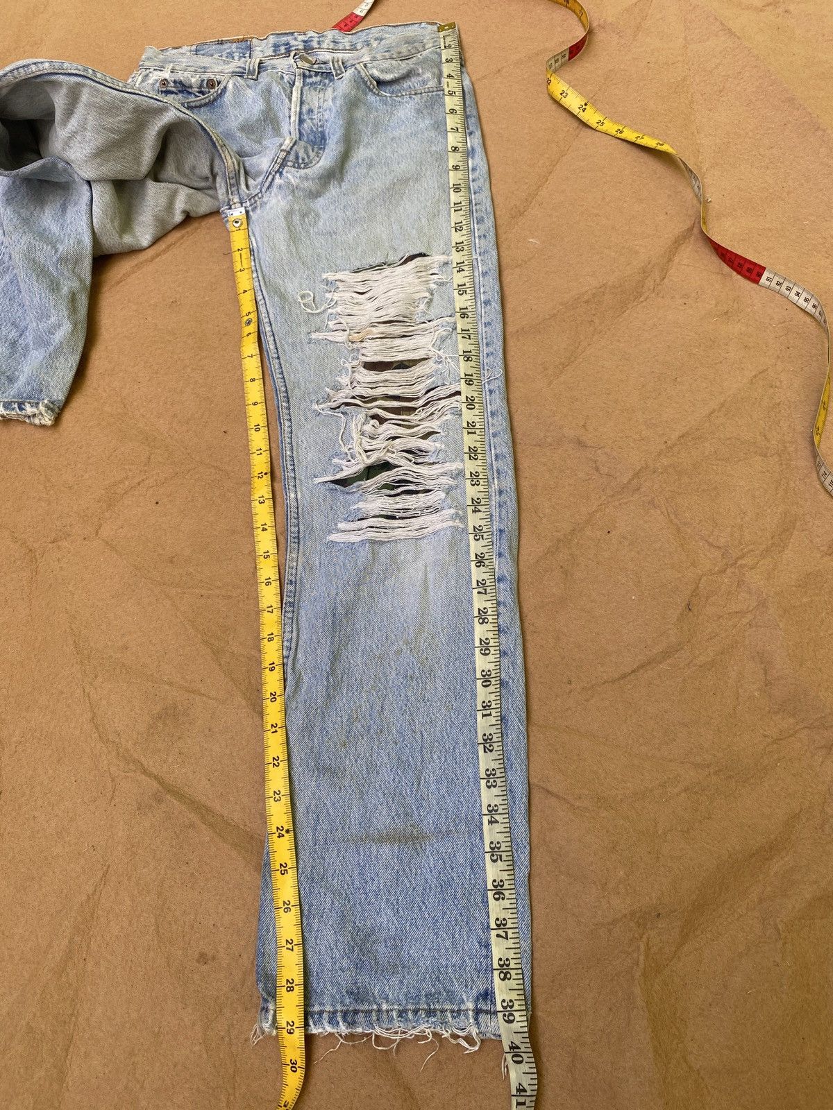 Levi's Custom Reconstructed Levi's 501 Distressed Camo-Panel Denim Size US 29 - 6 Thumbnail