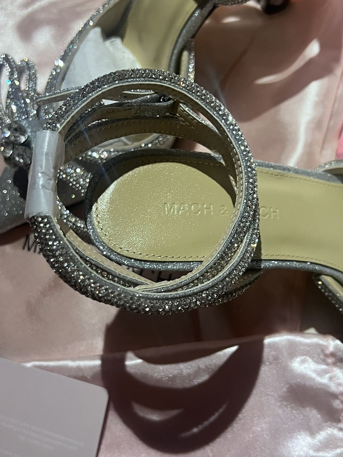 MACH & MACH Iconic Silver Bow Glitter heels Size US 8 / IT 38 - 4 Thumbnail