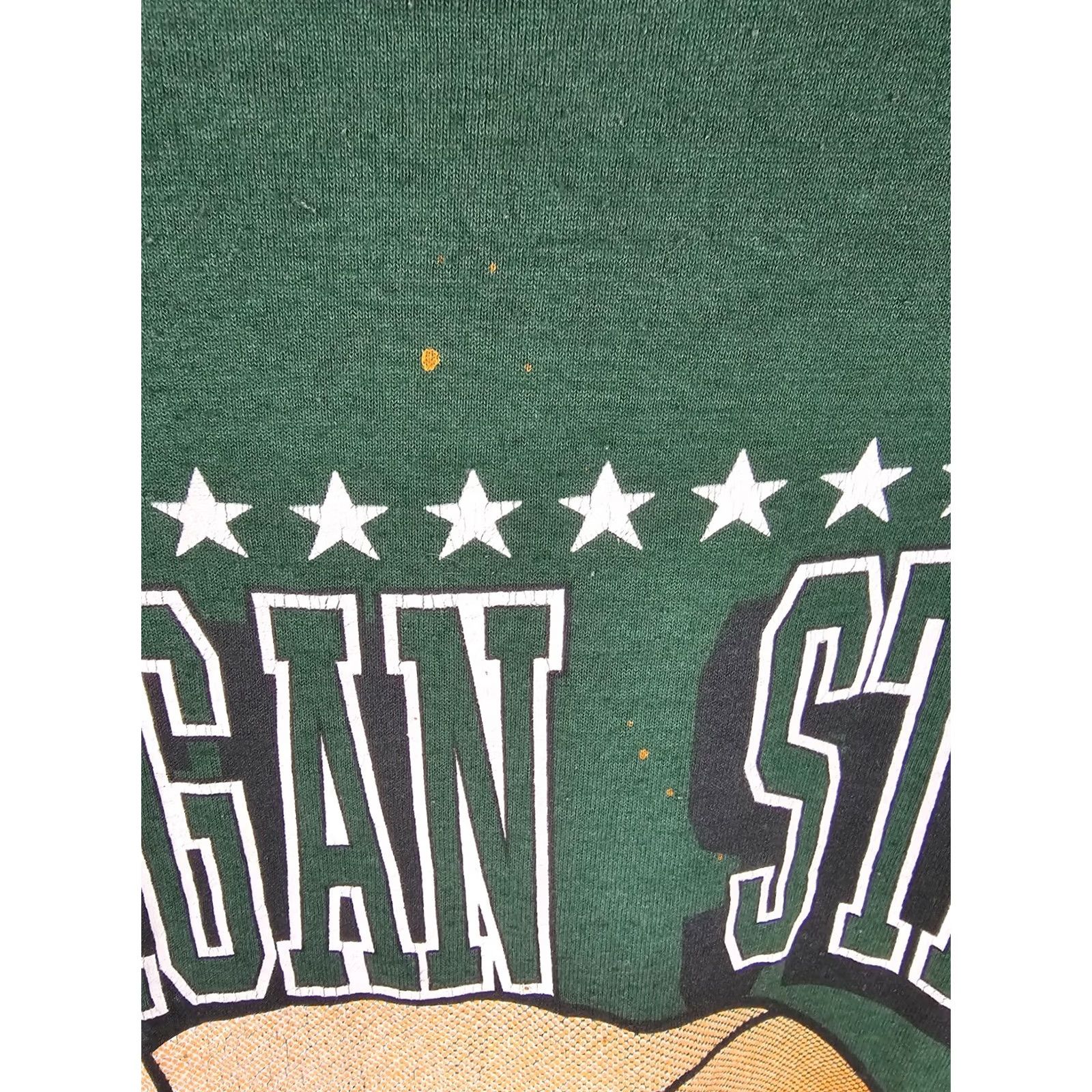 Vintage VINTAGE 90' MICHIGAN STATE SPARTANS NCAA SINGLE STITCH GREEN T-SHIRT SZ XXLARGE Size US XXL / EU 58 / 5 - 7 Thumbnail