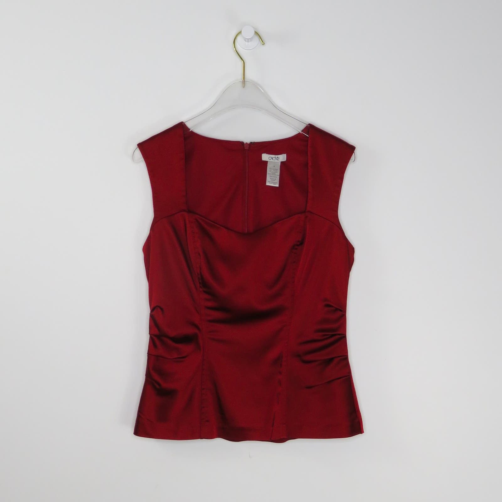Vintage Caché Red Satin Sweetheart Blouse Sleeveless Y2k Size S / US 4 / IT 40 - 7 Thumbnail
