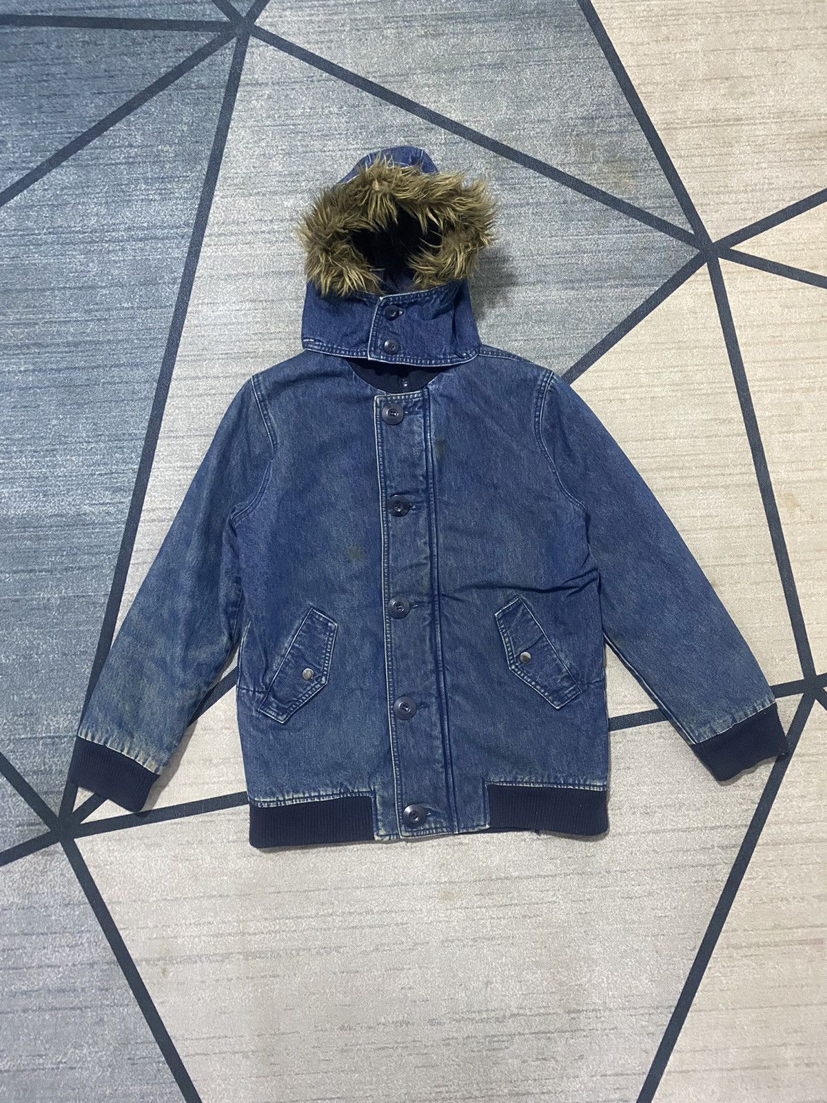 Other DENIM BOMBER JACKET DETACHABLE HOOD FULLZIPPER BUTTON Size US M / EU 48-50 / 2 - 3 Thumbnail