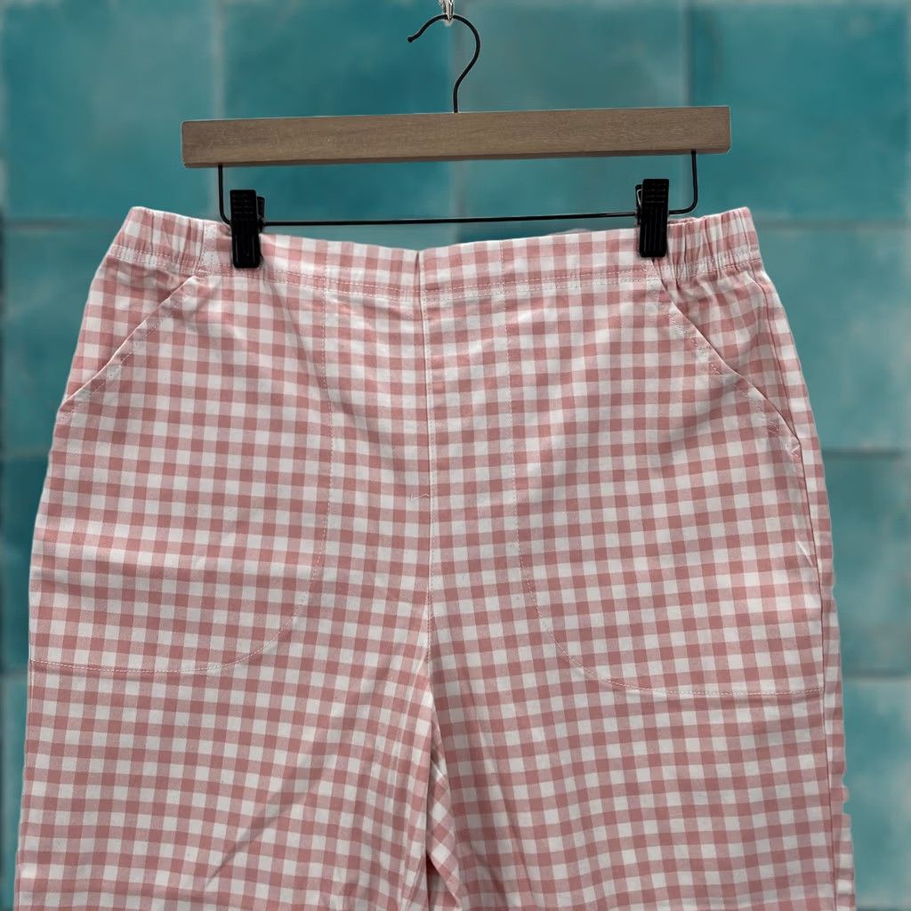 Croft & Barrow Croft & Barrow Capri Pants Womens Large Pink Gingham Skimmer Pull-On Mid Rise Size 36" / US 14 / IT 50 - 1 Thumbnail