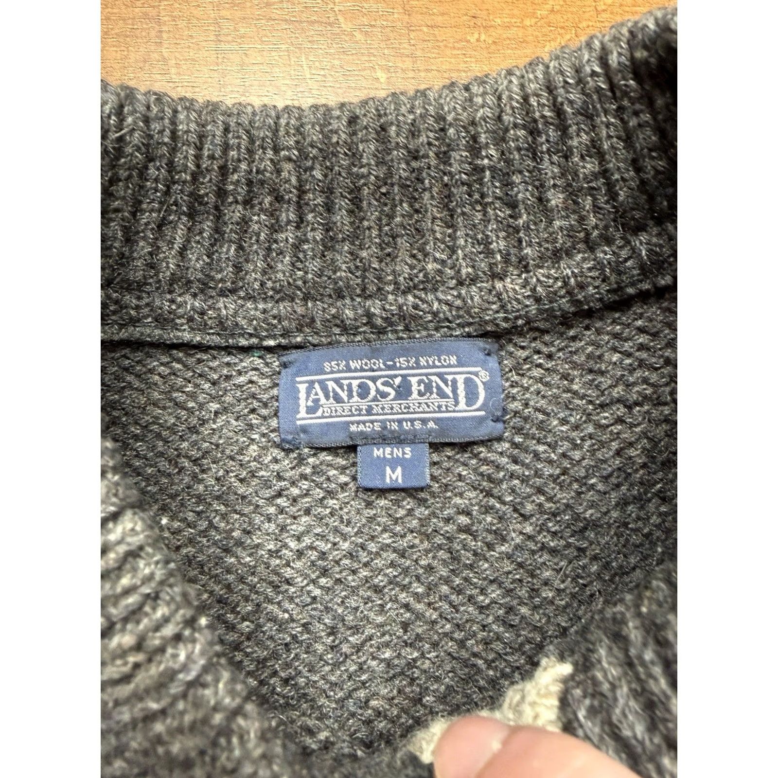 Lands' End VTG Lands' End Men's Charcoal Gray Wool Henley Sweater Popover USA Made M Size US M / EU 48-50 / 2 - 5 Thumbnail