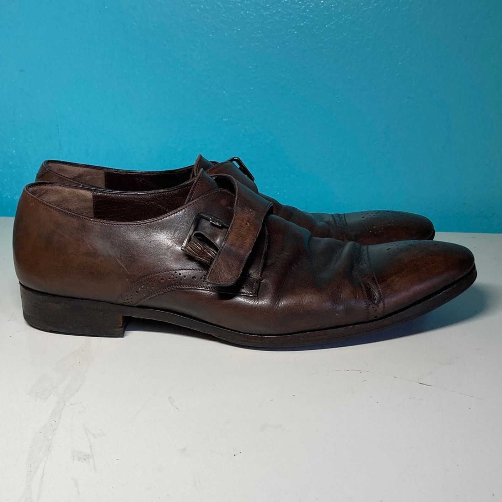 Salvatore Ferragamo Men’s Size 11 Ferragamo Shoes Brown Leather - FLAWS and WEAR Size US 11 / EU 44 - 4 Thumbnail