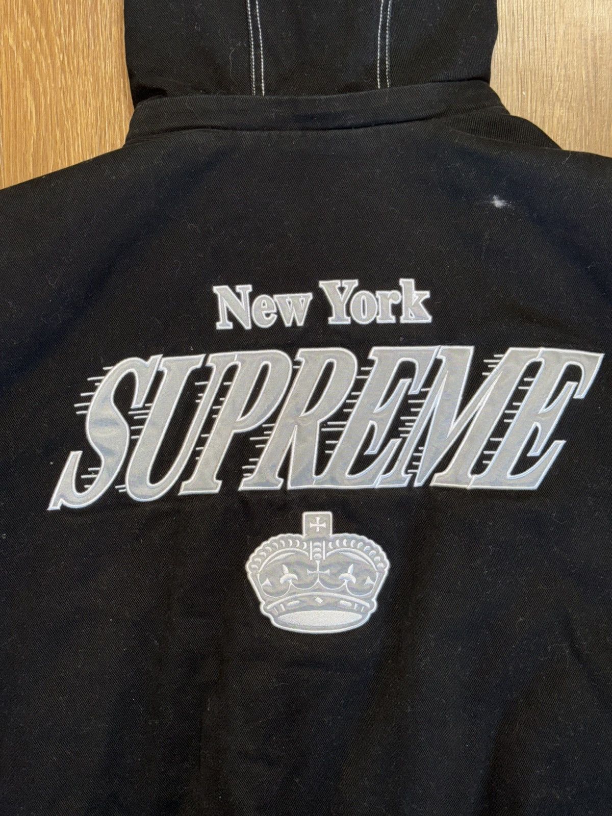 Supreme Supreme x Mitchell & Ness Twill Stadium Jacket 'Black' Size US XL / EU 56 / 4 - 3 Thumbnail