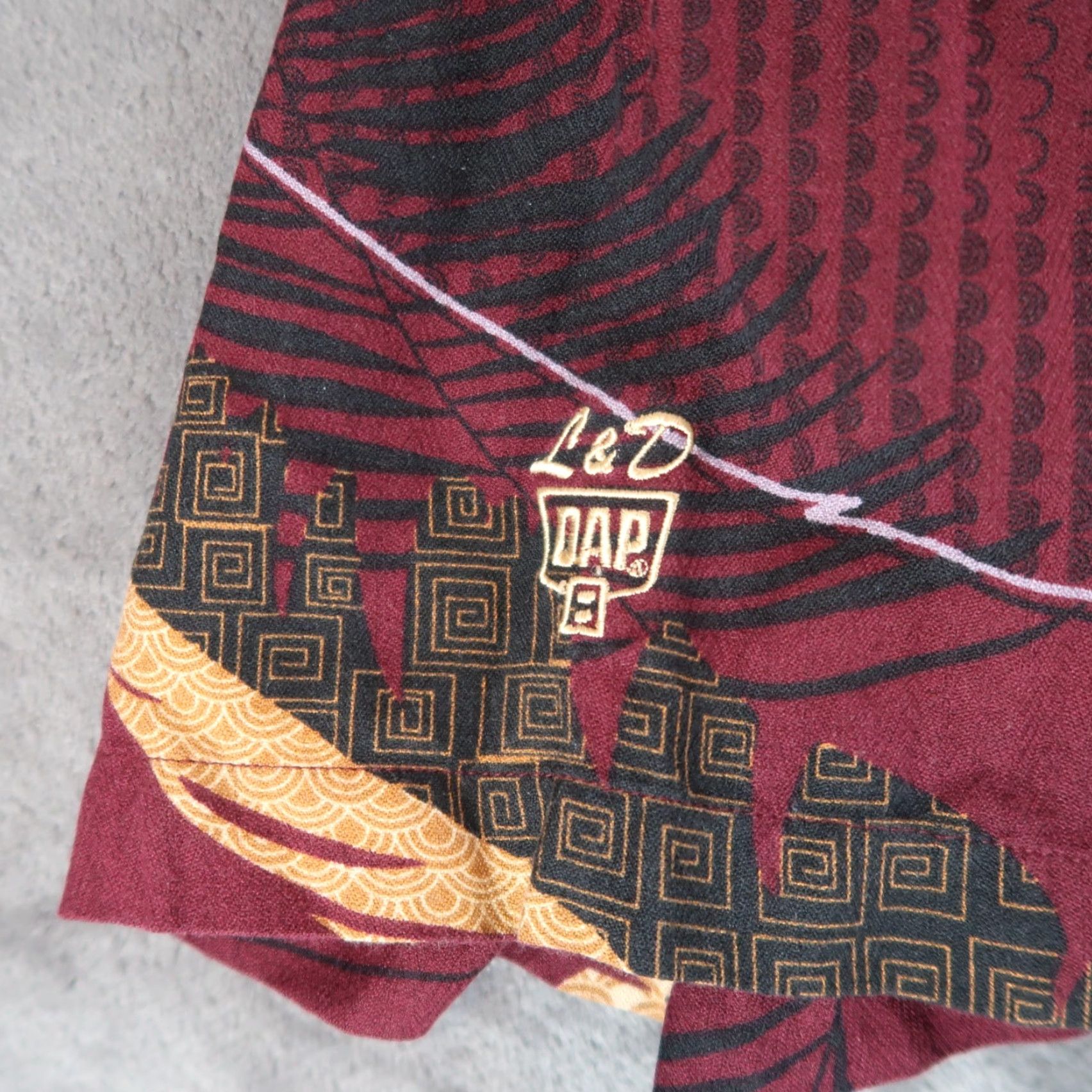 Vintage Aureus Button-Up Hawaiian Shirt Men XL Burgundy Silk Cotton Size US XL / EU 56 / 4 - 4 Thumbnail