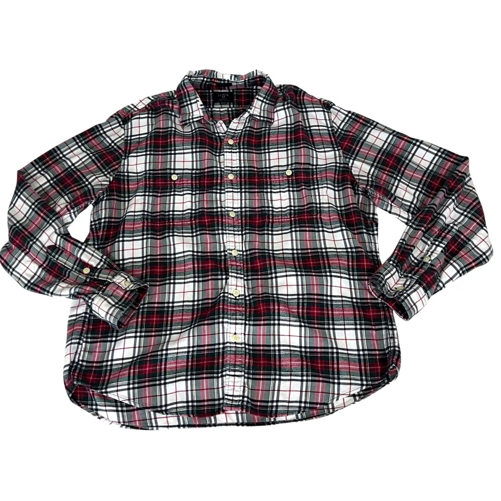 J.Crew J.Crew Flannel Slim Fit Shirt Mens XL Red Green Plaid Button Down Long Sleeve Size US XL / EU 56 / 4 - 2 Thumbnail