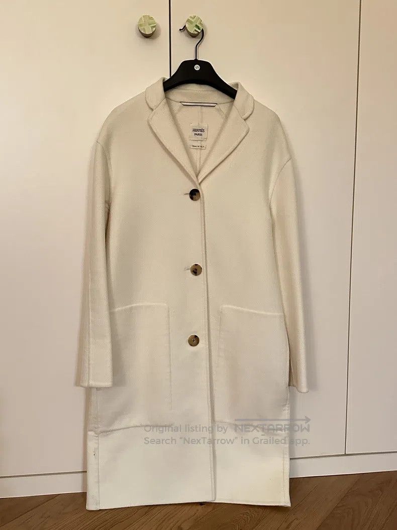 Hermes Hermes Cream White Pure Cashmere Coat Size XS / US 0-2 / IT 36-38 - 1 Thumbnail