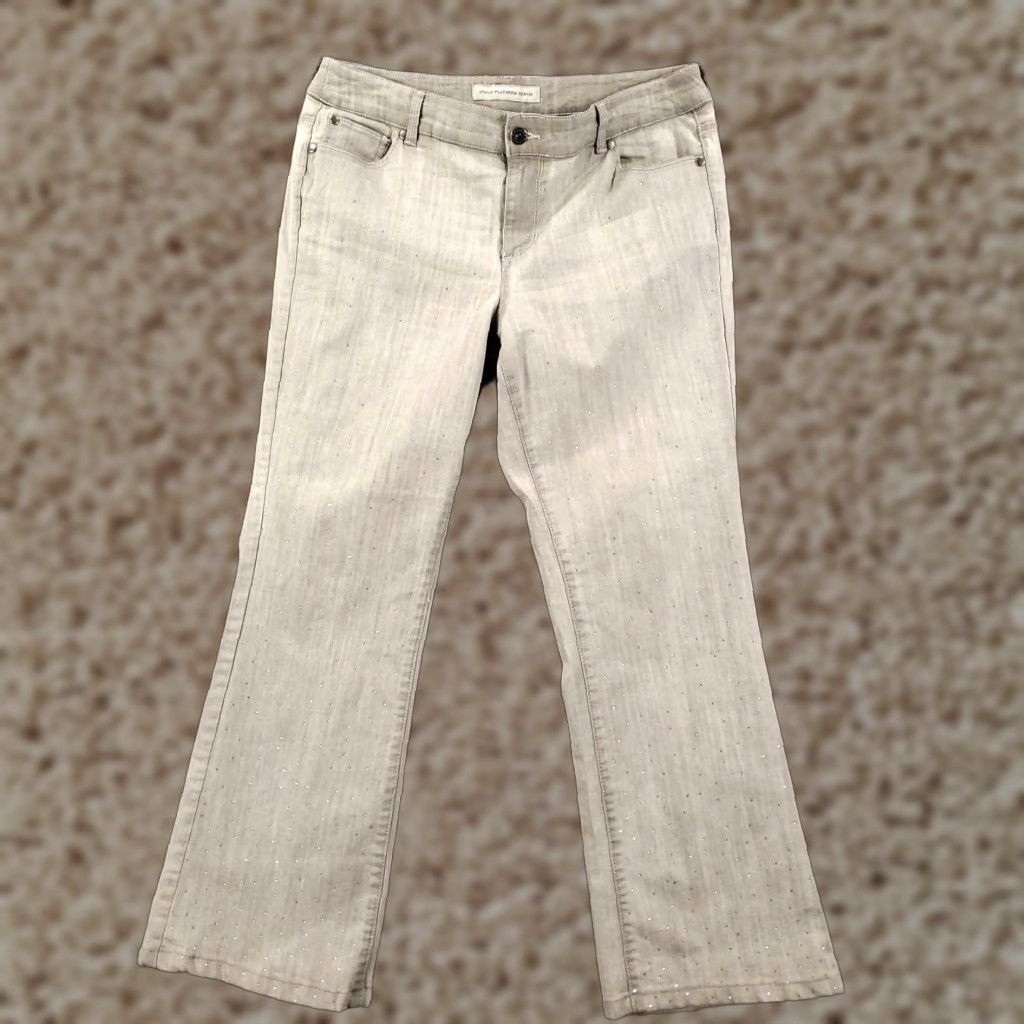 Vintage Chicos Jeans Womens 12 Large Embellished Rhinestones Allover Gray Platinum Size 36" / US 14 / IT 50 - 1 Thumbnail