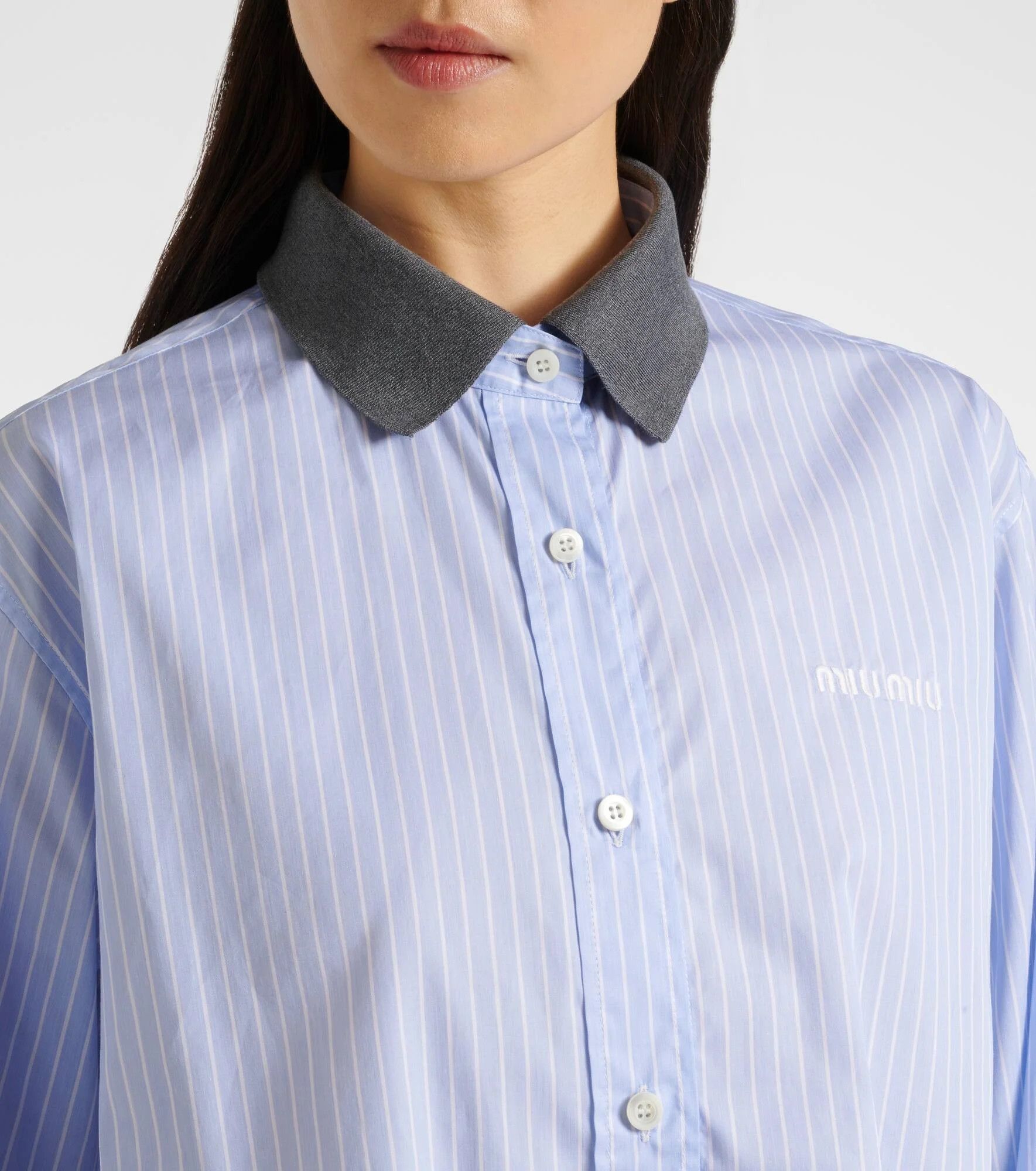 Miu Miu o1B3y1r0526 Striped Shirt in Multicolor Size L / US 10 / IT 46 - 4 Thumbnail