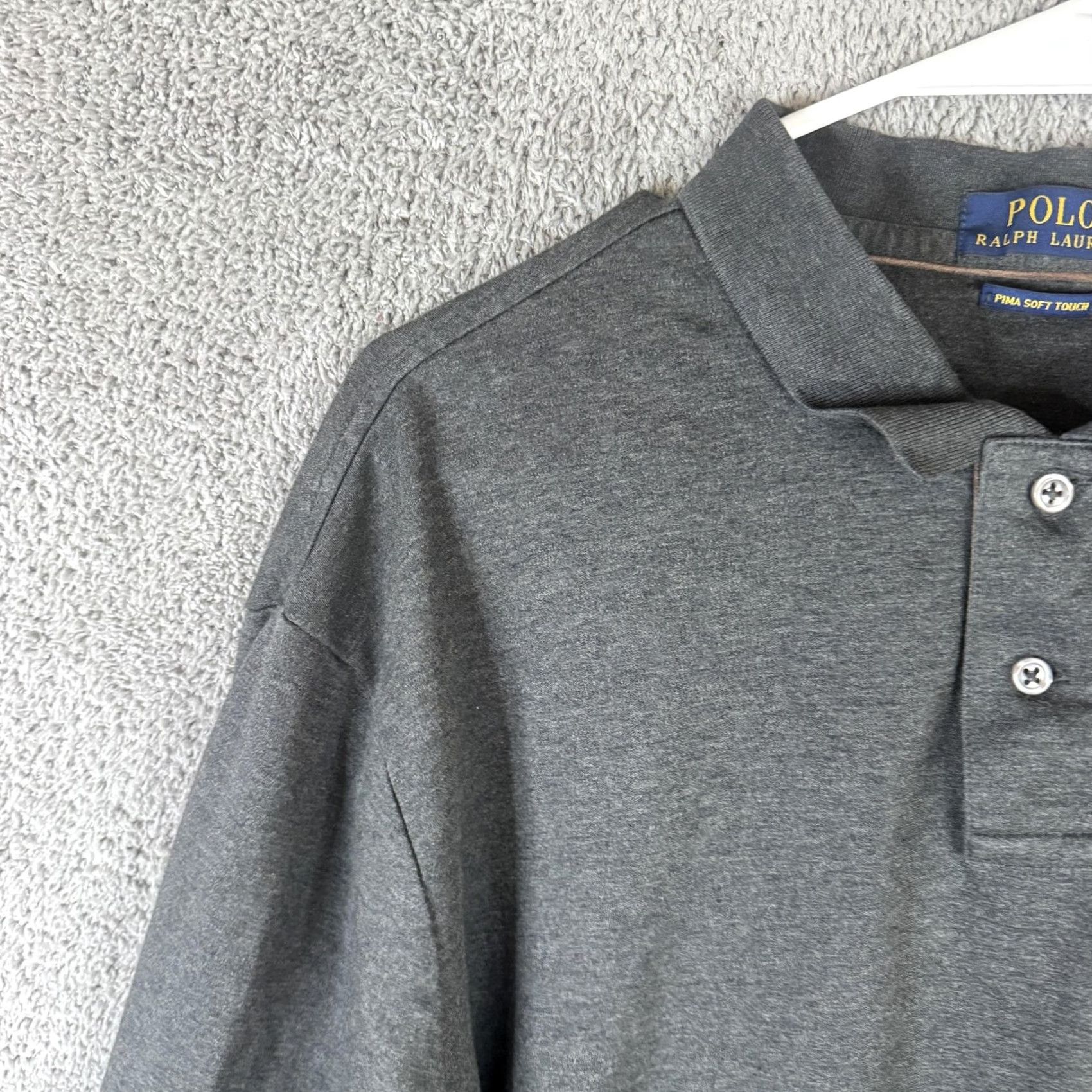 Polo Ralph Lauren Polo Ralph Lauren Polo Shirt Mens 2XL Gray Pima Soft Touch Long Sleeve Pony Logo Size US XXL / EU 58 / 5 - 5 Thumbnail