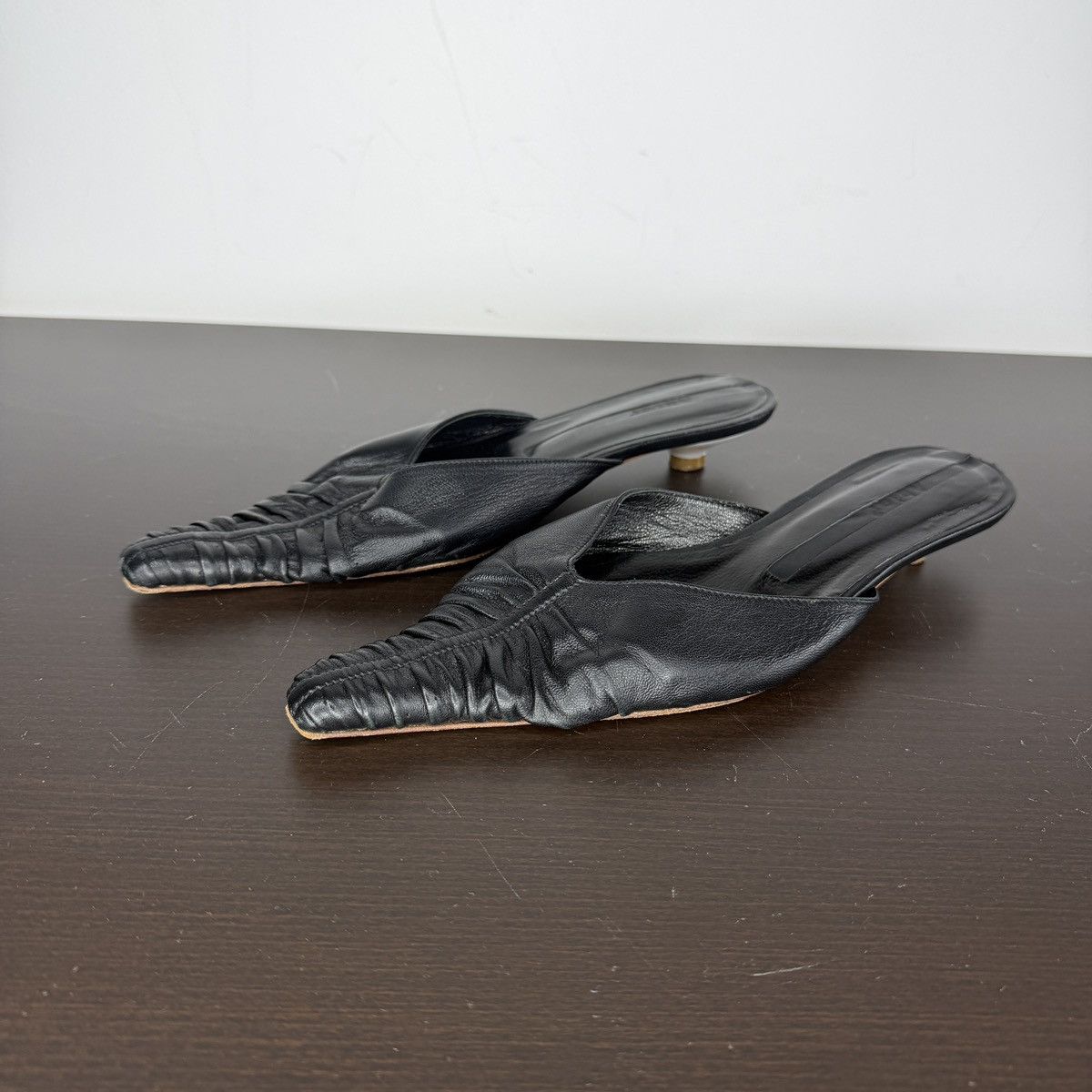 Vintage Ahler Black Leather Sandals Mules Y2K Avant Garde Shoes Size US 7 / IT 37 - 2 Thumbnail