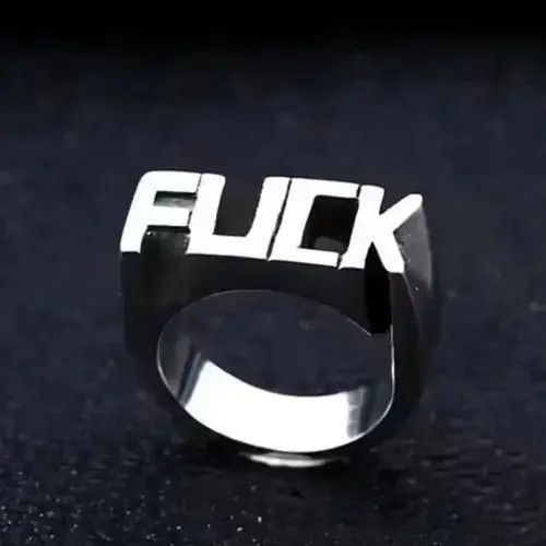 Hype Vintage Fuck Ring Art Silver Punk Rock Jewelry Rings, Men's