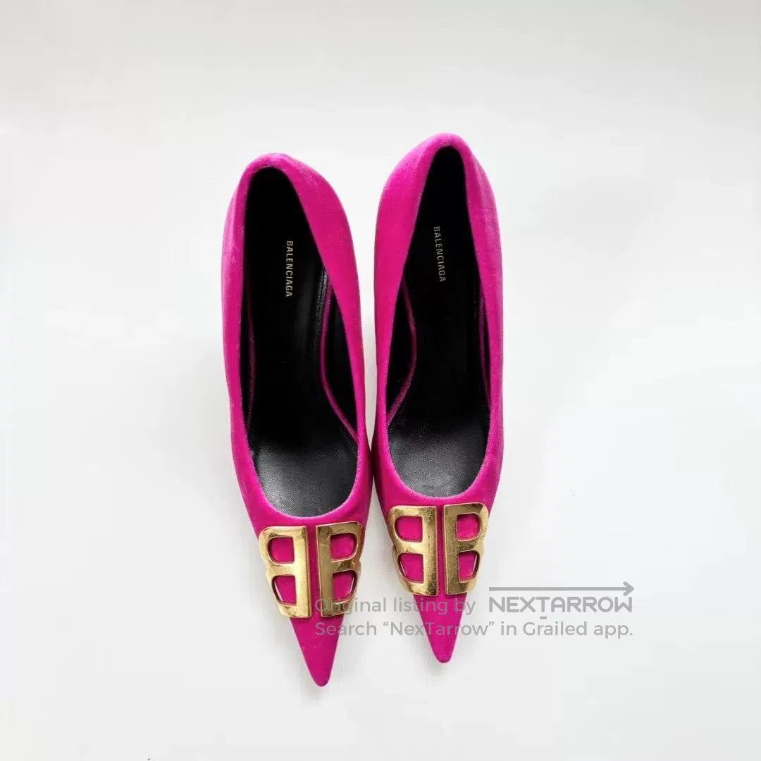 Balenciaga Balenciaga Pink Velvet High Heels. Size US 6.5 / IT 36.5 - 4 Thumbnail