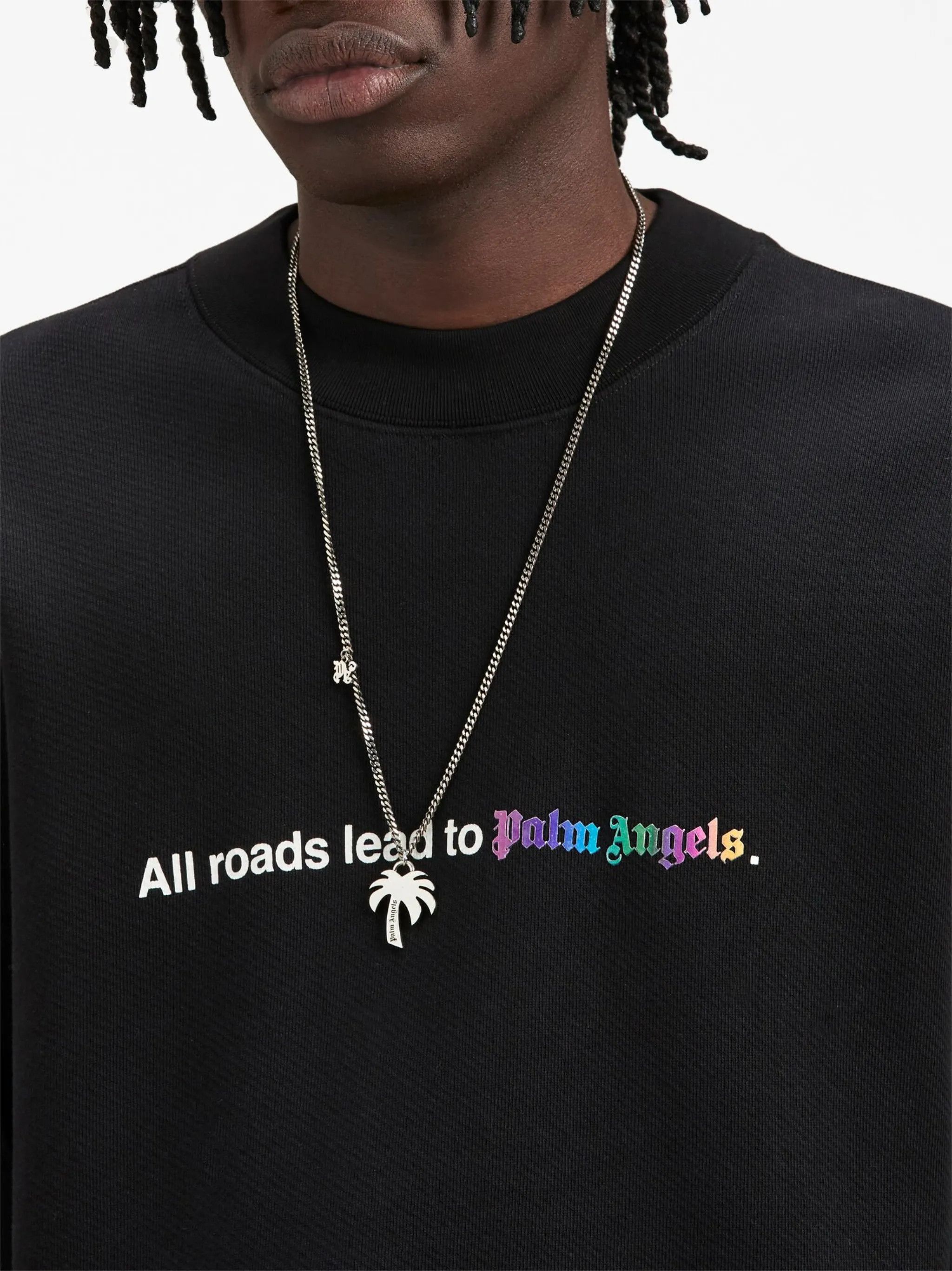 Palm Angels o1gr1nt0325 All Roads Crewneck Sweatshirt in Black Size US XXS / EU 40 - 6 Thumbnail
