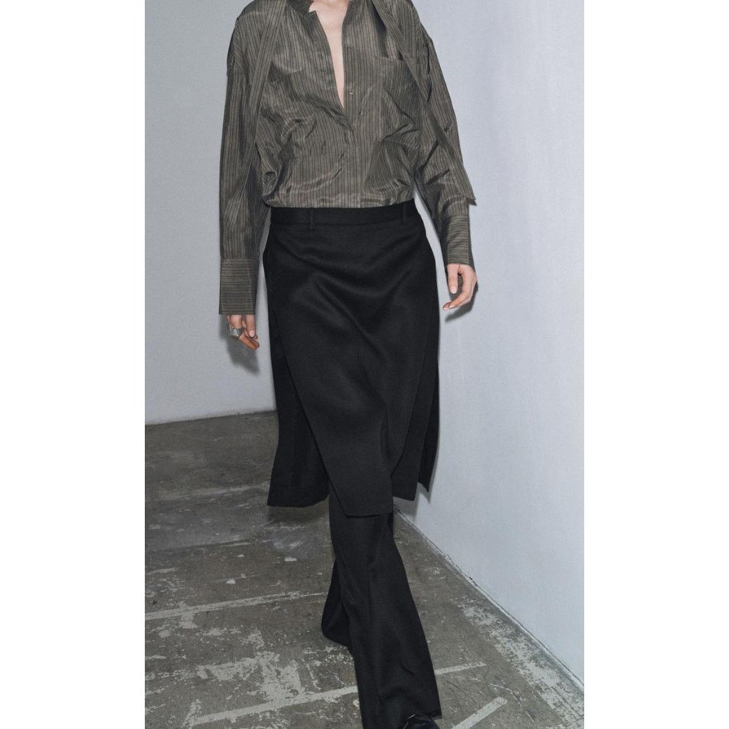 Zara Zara COLLECTION PAREO OVER SKIRT STRAIGHT LEG TROUSERS. S Size 27" / US 4 / IT 40 - 1 Thumbnail