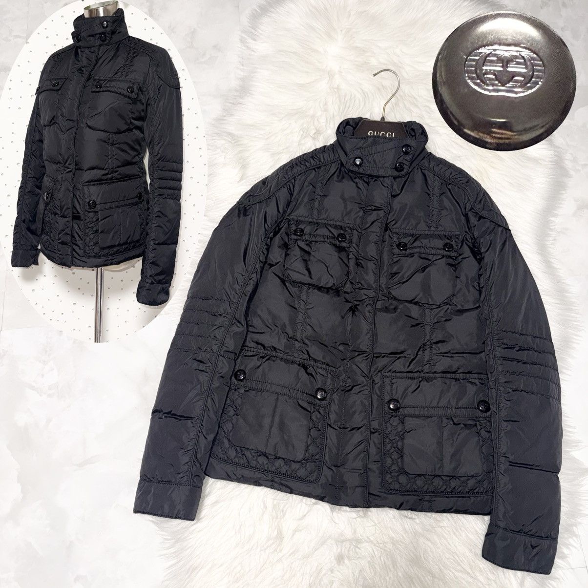 Gucci Authentic Gucci GG Logo Button Quilted Down Jacket 38 Black Size XS / US 0-2 / IT 36-38 - 1 Thumbnail