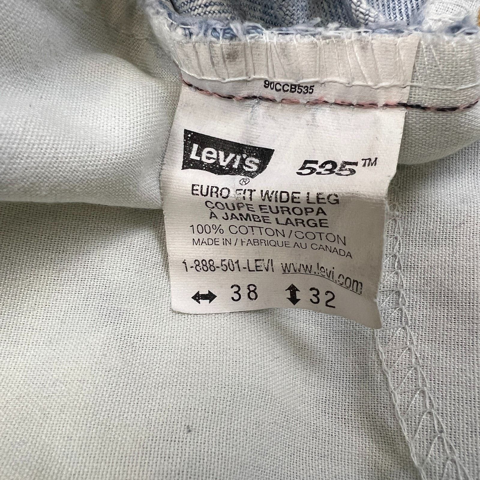 Levi's × Vintage Vintage 90s Levi's 535 Jeans 38x32 Euro Fit Wide Leg Baggy Size US 38 / EU 54 - 10 Thumbnail