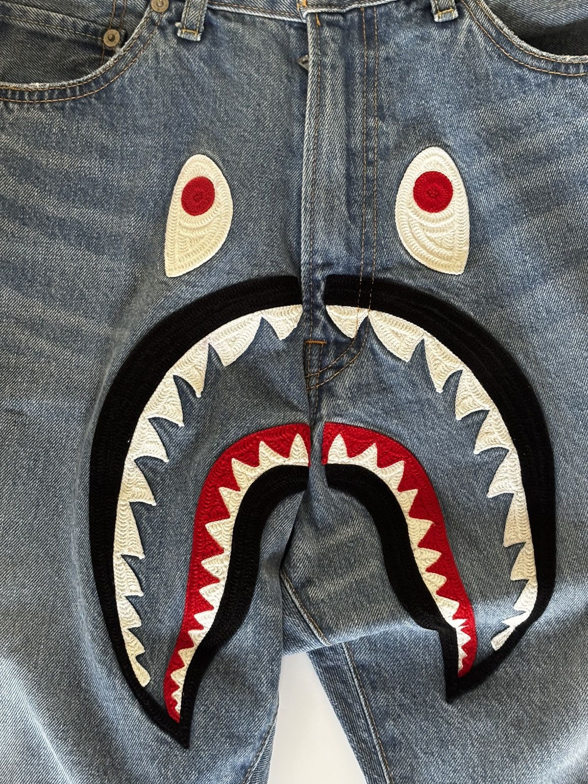 Bape Authentic ape bape shark loose fit 13 OZ denim pants new Size US 34 / EU 50 - 2 Thumbnail