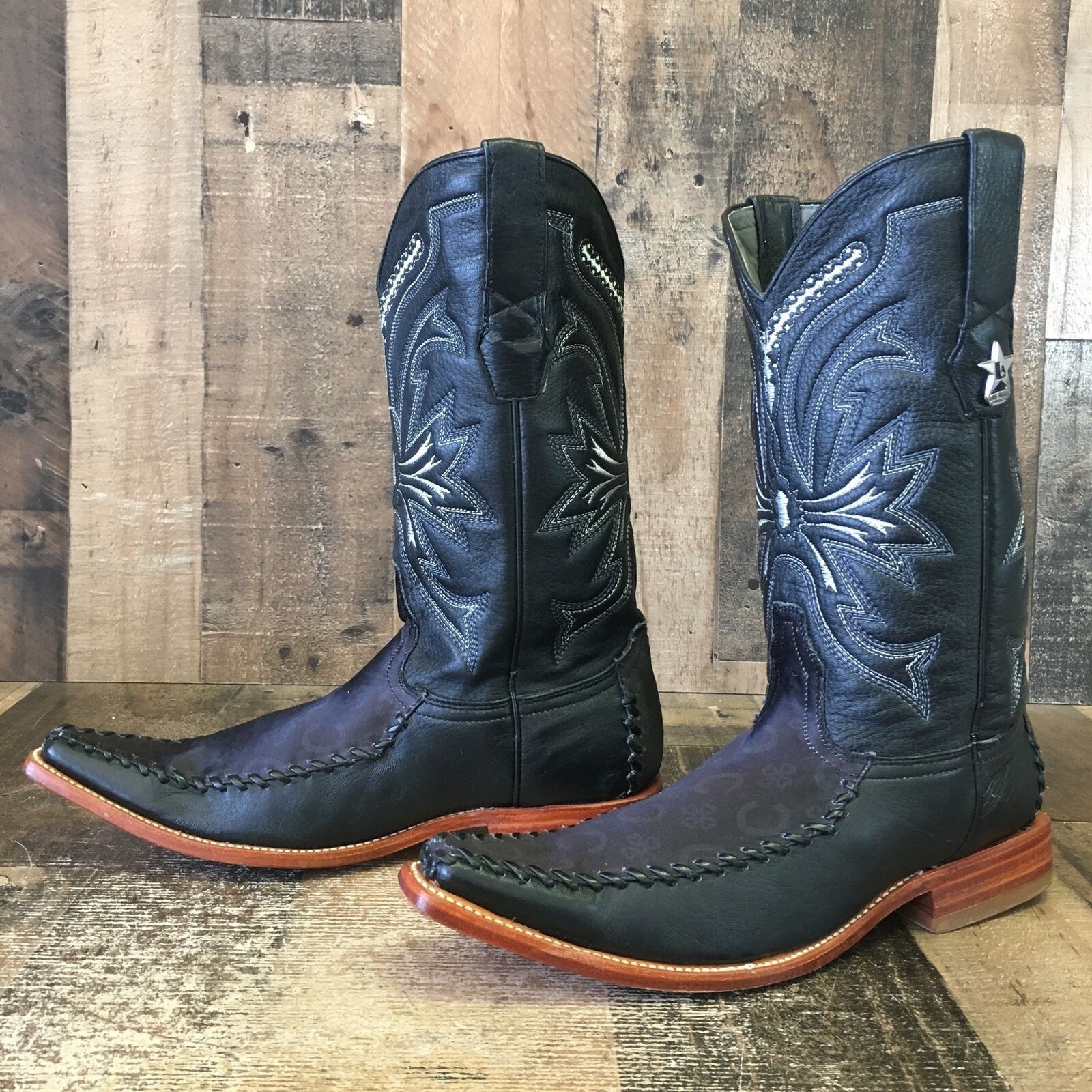 Vintage Los Altos Pointed Toe Western Black Cowboy Boots Mens 8.5 EE Size US 8.5 / EU 41-42 - 5 Thumbnail