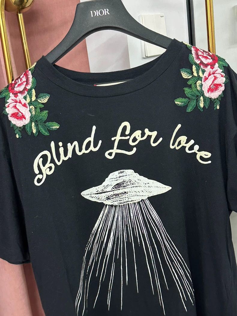 Gucci Gucci Black letter embroidery flying saucer T-shirt short Size M / US 6-8 / IT 42-44 - 2 Thumbnail