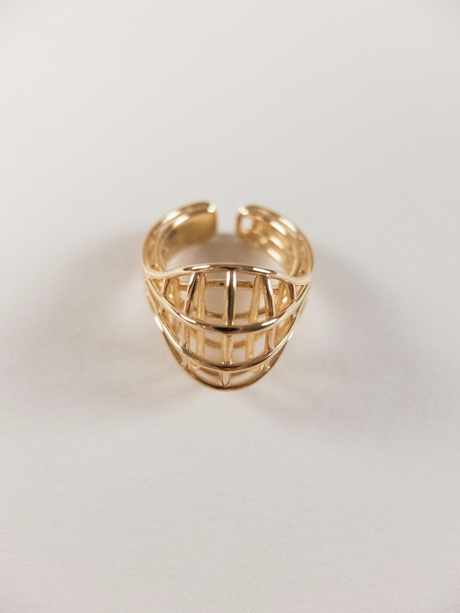 Bottega Veneta BOTTEGA VENETA Outline gold Sterling silver cage ring 8 17 q Size ONE SIZE - 3 Thumbnail