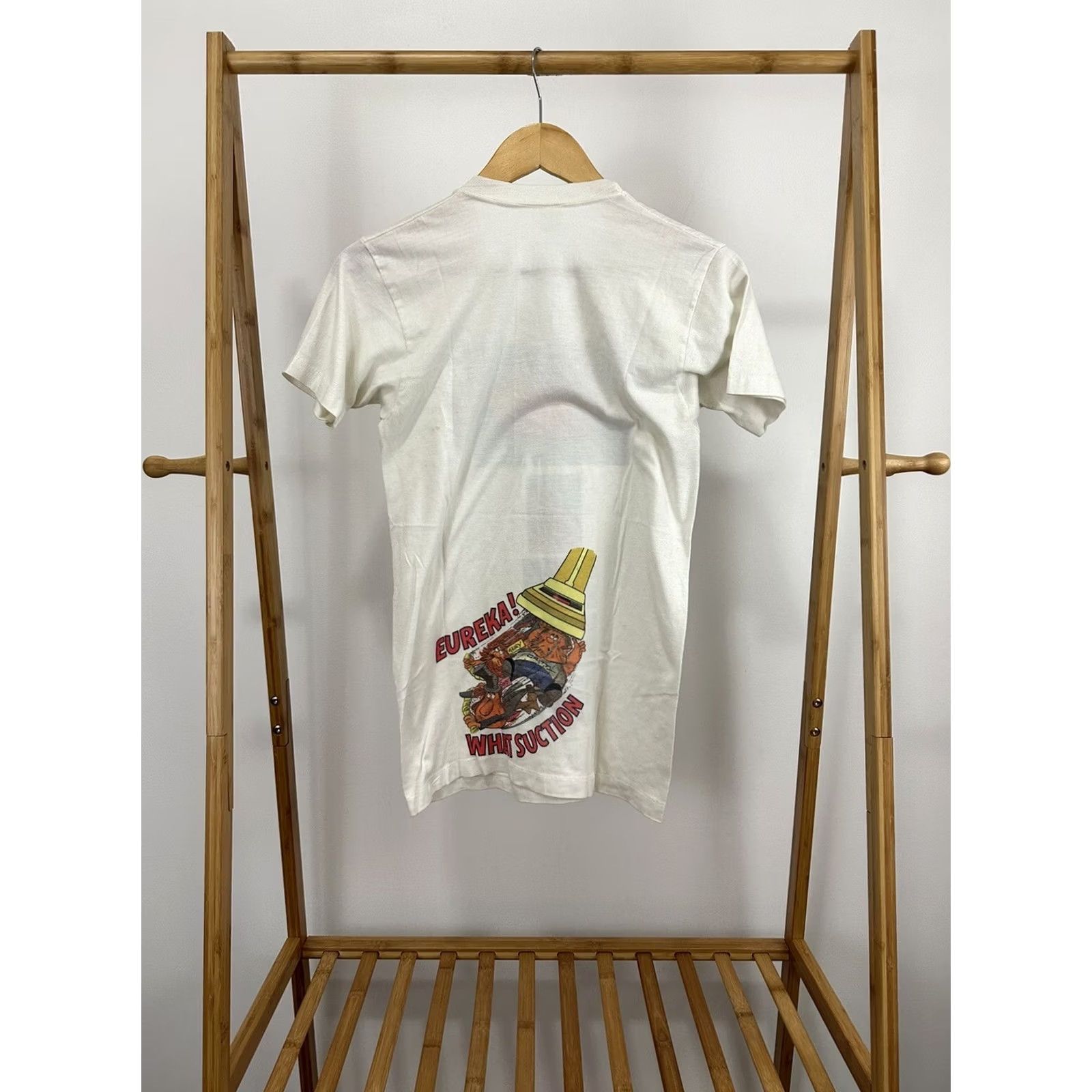 Vintage VTG 70s Spruce Shark Eureka What Suction Art Test Print T-Shirt Size S Shirt Men White Art, Box Logo, Fish, Ocean, Vacuum Mens Size US S / EU 44-46 / 1 - 2 Thumbnail