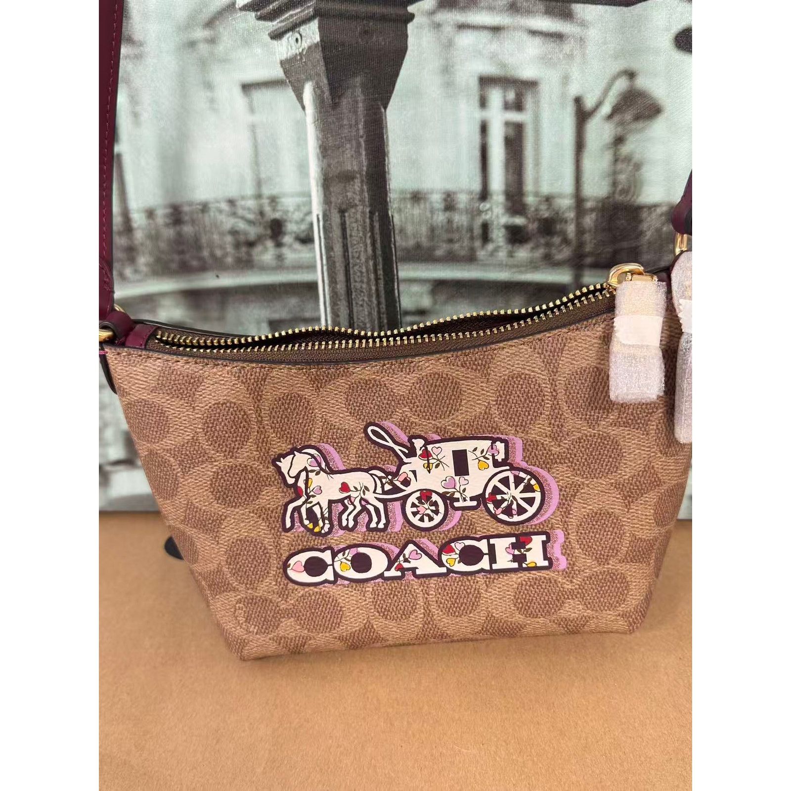 Coach Coach CX606 Zip Top Crossbody Bag Sig Horse And Carriage Size ONE SIZE - 3 Thumbnail